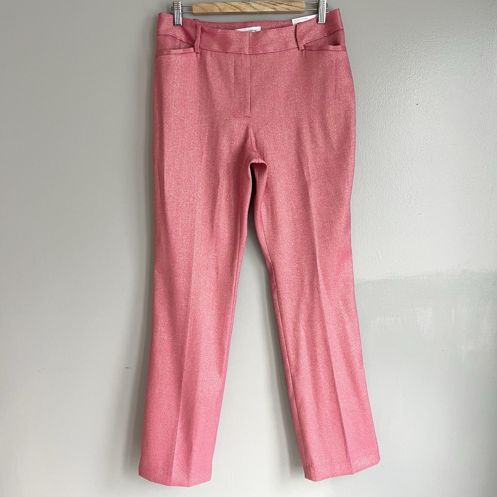 Liz Claiborne Women's Pink Frozen Berry Sparkle Straight Leg Dress Pants 6 NWT